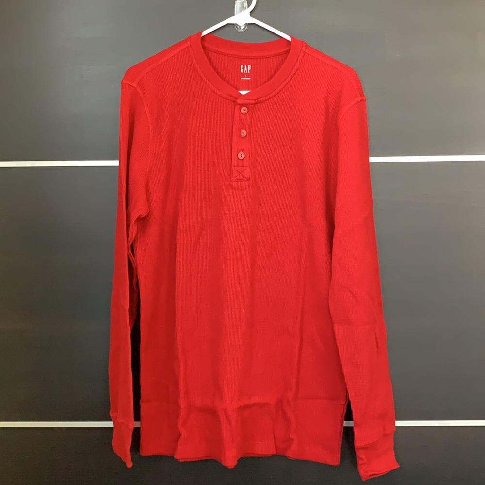 GAP Waffle Knit Long Sleeve Henley - Picture 2 of 9